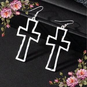 Hollow Out Cross Drop‎ Zinc Alloy Earrings